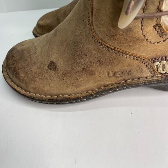 Ugg Kona 5156 Boots Women’s Size 7 Chestnut Suede Leather Shearling Toggle Boots - Picture 4 of 9